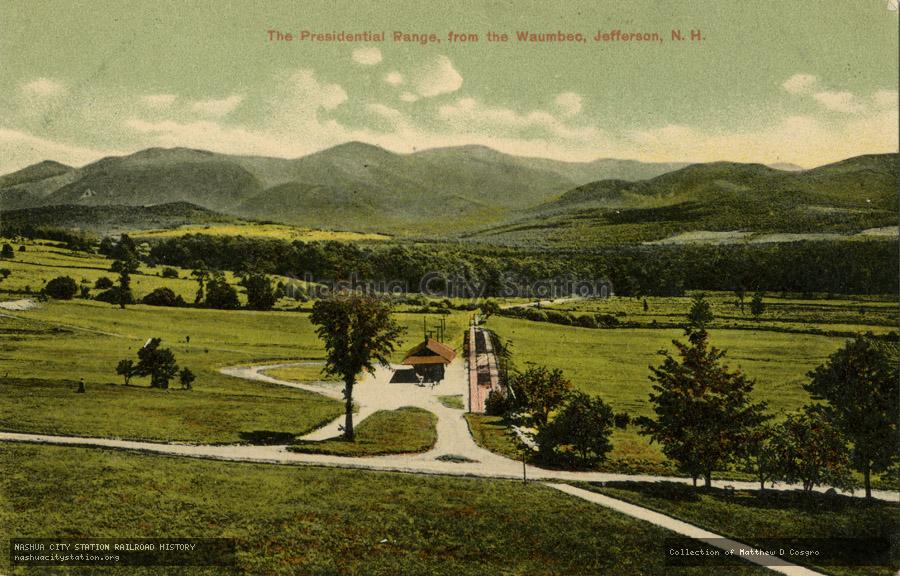 Postcard: The Presidential Range, from the Waumbec, Jefferson, New Hampshire
